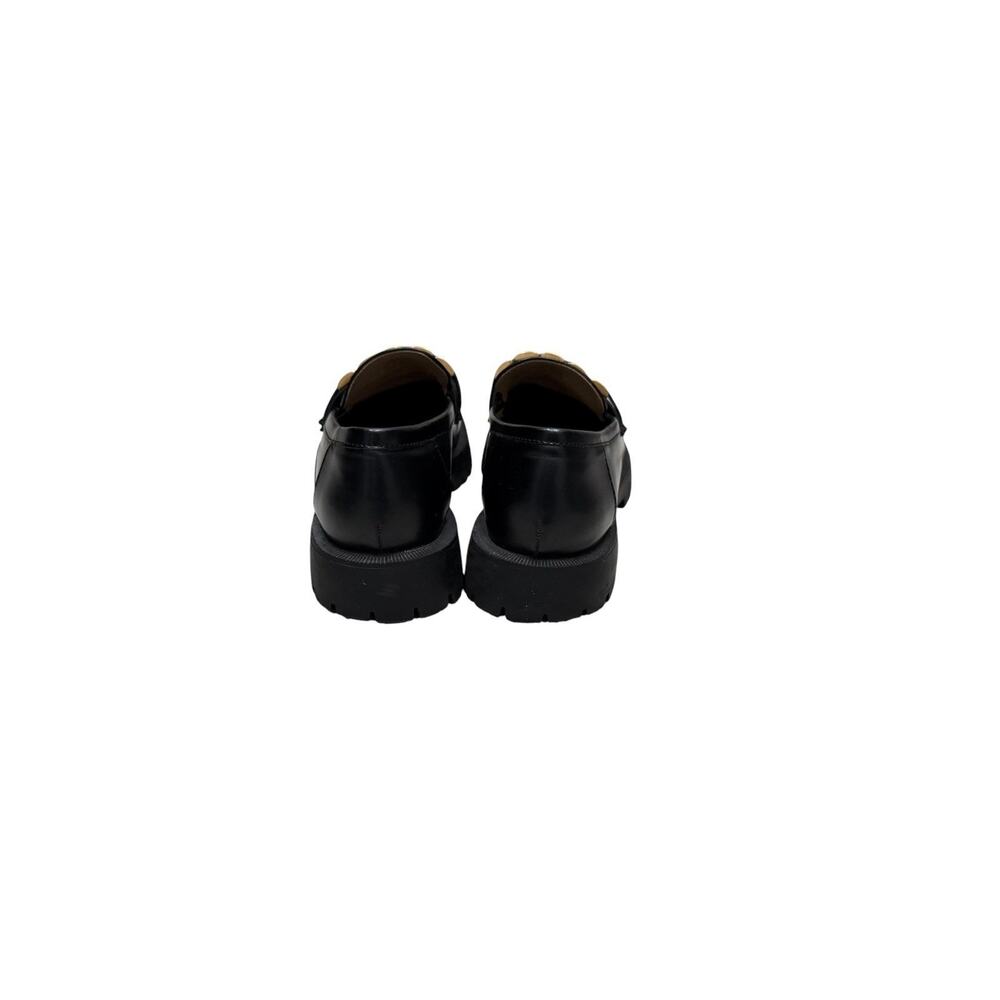 Zara Black Patent Faux Leather Chunky Loafers SZ 40 Gold Chain Punk Y2K - Picture 6 of 13